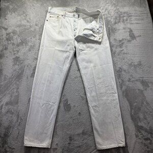 Vintage Levis 501 Jeans Mens 36x32 White Denim Button Fly Made USA 90s 501-0104
